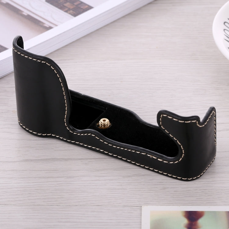 1/4 inch Thread PU Leather Camera Half Case Base for FUJIFILM X-A5 / X-A20(Black) by bashfashion