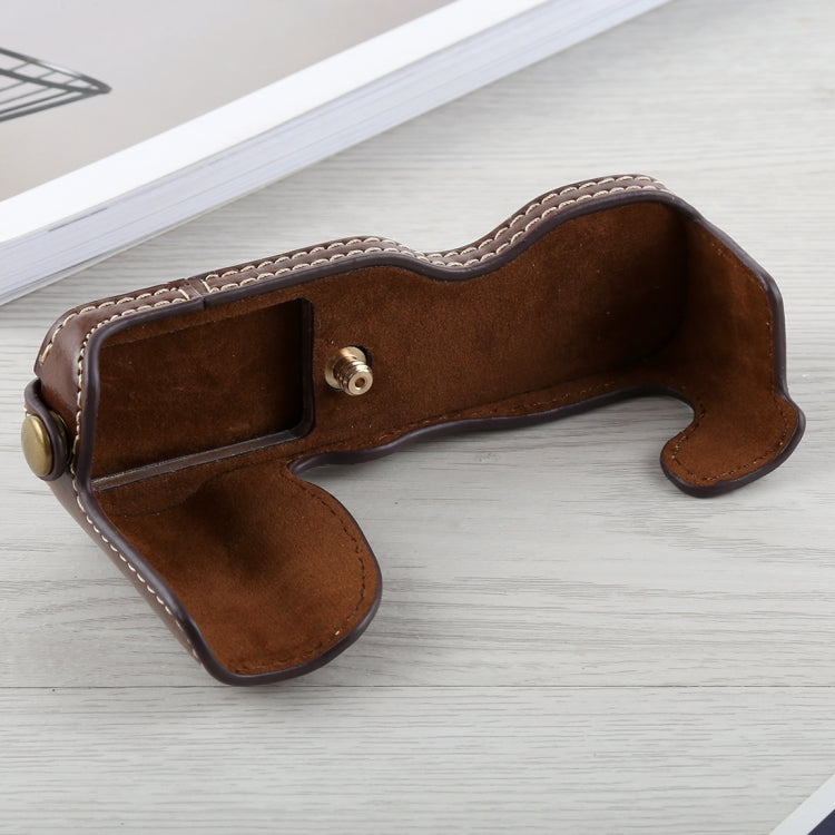 1/4 inch Thread PU Leather Camera Half Case Base for FUJIFILM X-A5 / X-A20(Coffee) by bashfashion