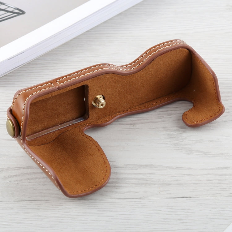 1/4 inch Thread PU Leather Camera Half Case Base for FUJIFILM X-A5 / X-A20(Brown) by bashfashion