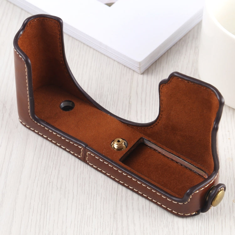 1/4 inch Thread PU Leather Camera Half Case Base for Leica DLUX TYP 109 (Coffee) by bashfashion