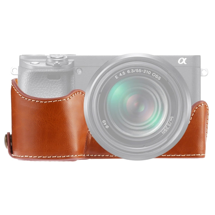 1/4 inch Thread PU Leather Camera Half Case Base for Sony A6400 / ILCE-A6400 (Brown) by bashfashion