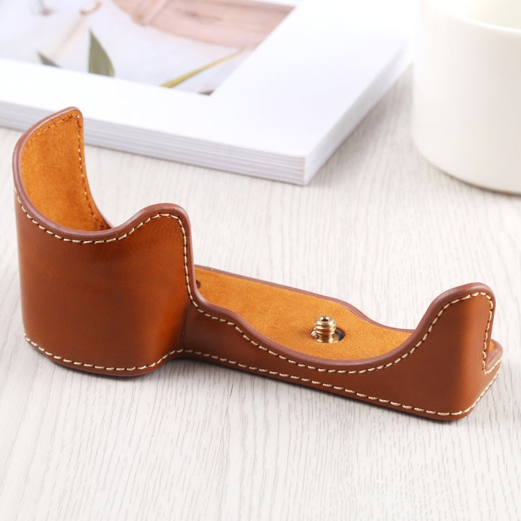 1/4 inch Thread PU Leather Camera Half Case Base for Sony A6400 / ILCE-A6400 (Brown) by bashfashion