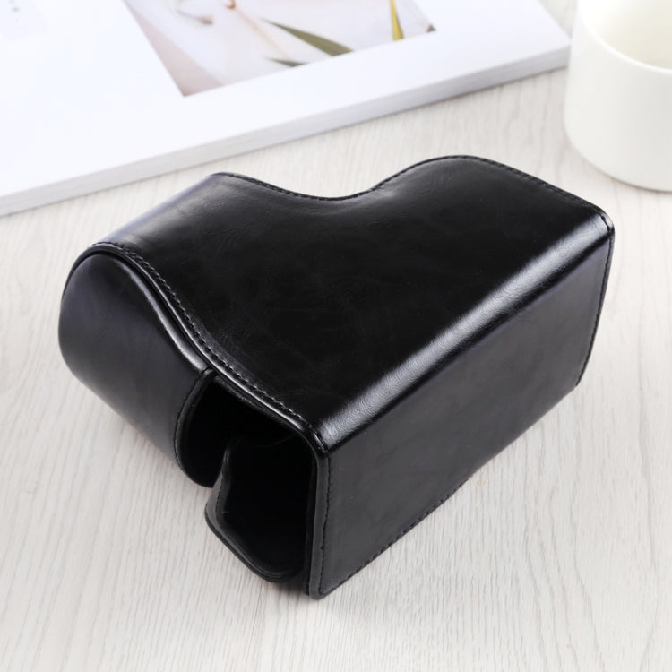 Full Body Camera PU Leather Case Bag with Strap for Sony A6400 / ILCE-A6400 (Black) by bashfashion