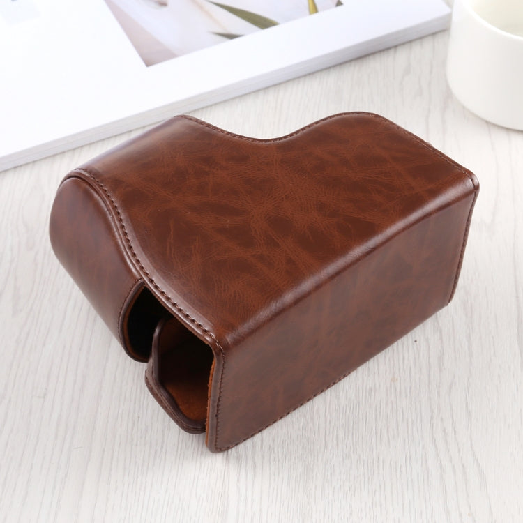 Full Body Camera PU Leather Case Bag with Strap for Sony A6400 / ILCE-A6400 (Coffee) by bashfashion