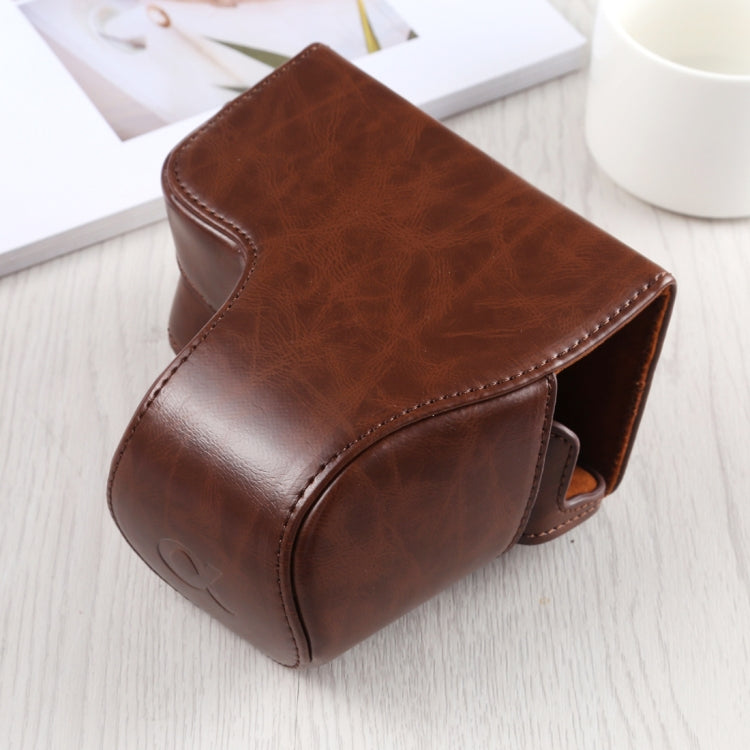 Full Body Camera PU Leather Case Bag with Strap for Sony A6400 / ILCE-A6400 (Coffee) by bashfashion