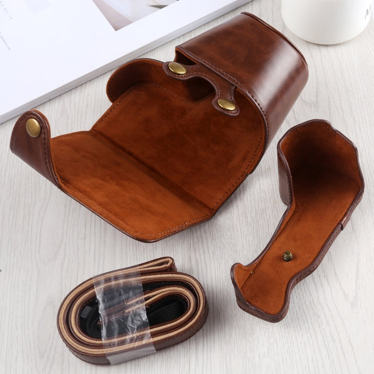 Full Body Camera PU Leather Case Bag with Strap for Sony A6400 / ILCE-A6400 (Coffee) by bashfashion