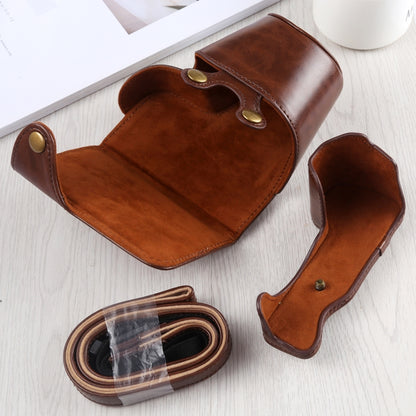 Full Body Camera PU Leather Case Bag with Strap for Sony A6400 / ILCE-A6400 (Coffee) by bashfashion