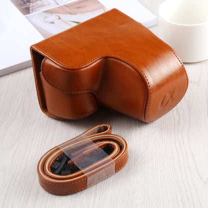 Full Body Camera PU Leather Case Bag with Strap for Sony A6400 / ILCE-A6400 (Brown) by bashfashion