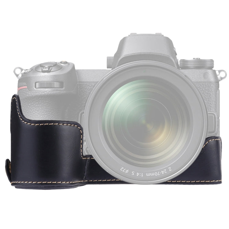 1/4 inch Thread PU Leather Camera Half Case Base for Nikon Z6 / Z7 (Black) by bashfashion