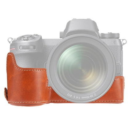 1/4 inch Thread PU Leather Camera Half Case Base for Nikon Z6 / Z7 (Brown) by bashfashion