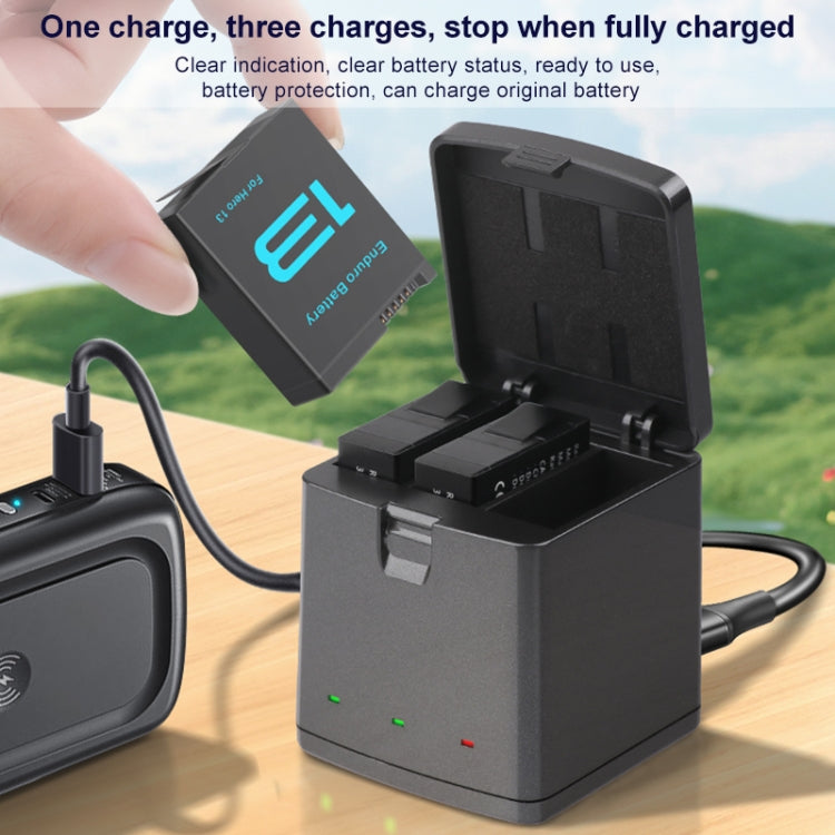 For GoPro HERO13 Black 3-Battery Charging Box Storage Case (Black) by bashfashion