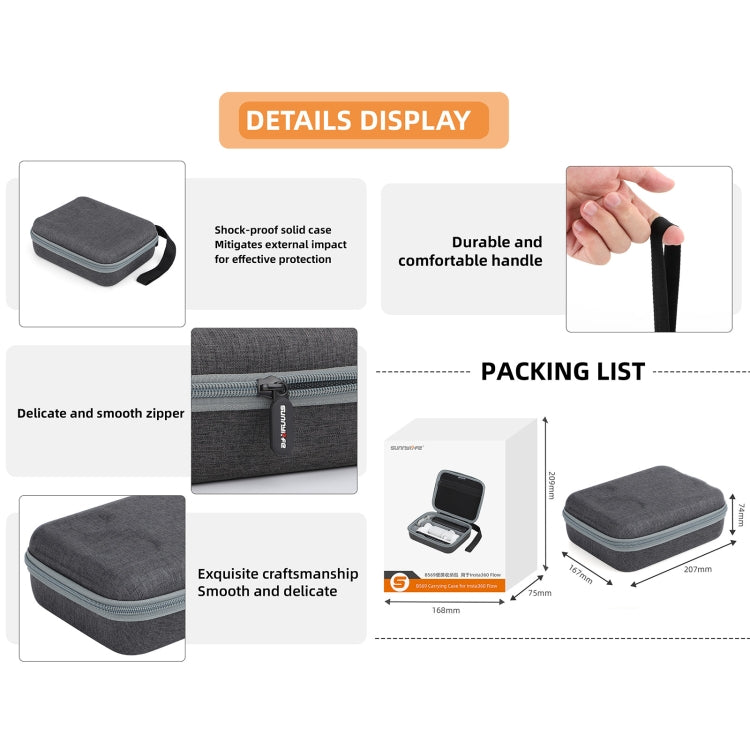 For Insta360 Flow Gimbal Sunnylife Portable Storage Bag Box (Grey) by Sunnylife