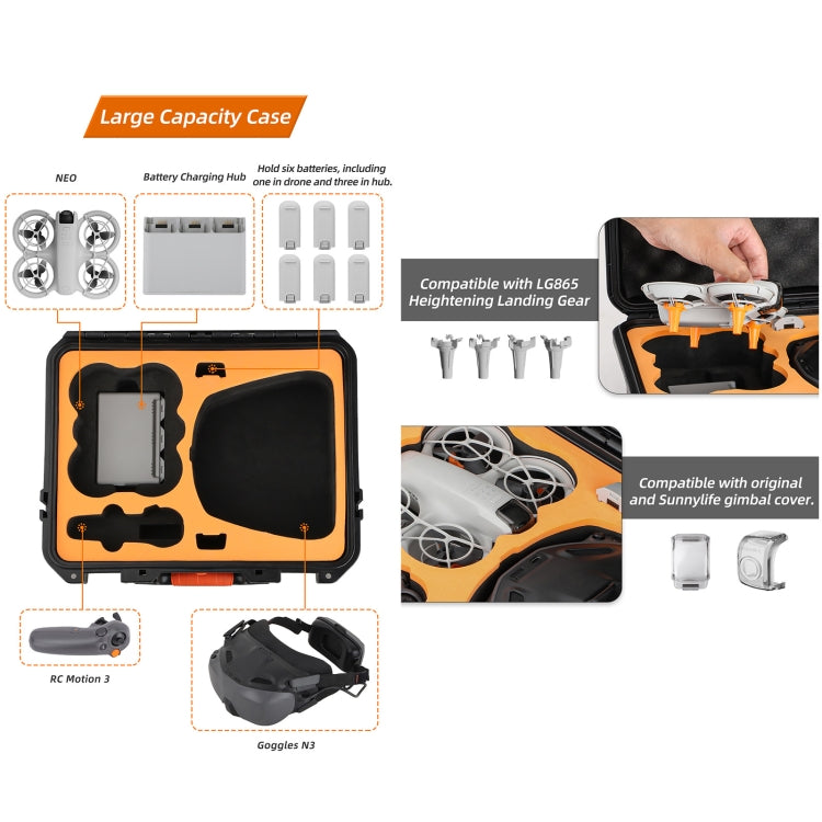 For DJI Neo Sunnylife Safety Carrying Case Large Capacity Waterproof Shock-proof Hard Travel Case (Black) by Sunnylife