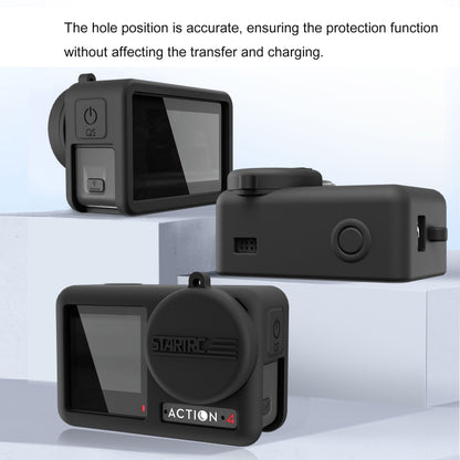 For DJI OSMO Action 4 / 3 STARTRC Silicone Shockproof Case with Lens Cap & Strap (Black) by STARTRC