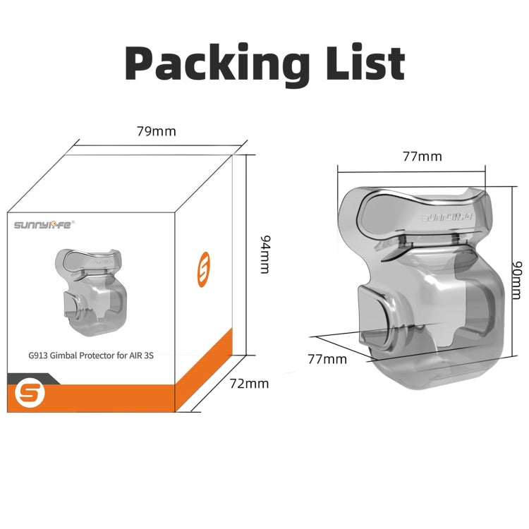 For DJI Air 3S Sunnylife Integrated Gimbal Cover Transparent Lens Cap Vision System Protector (Grey) by Sunnylife