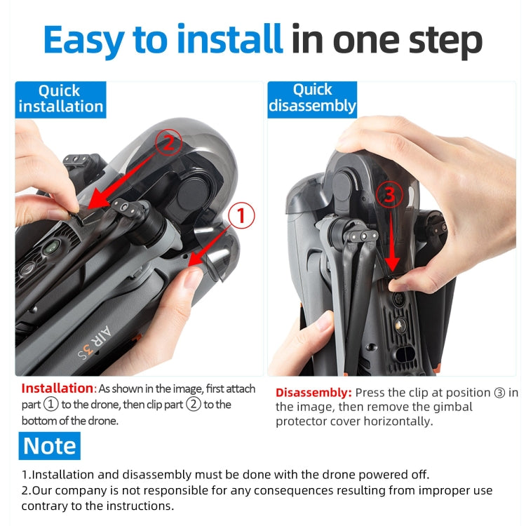 For DJI Air 3S STARTRC Lens Protective Cover Gimbal Cover (Transparent Black) by STARTRC