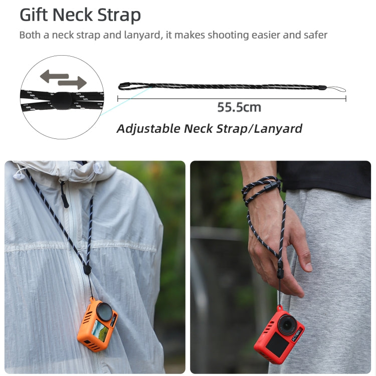 For DJI Osmo Action 5 Pro Sunnylife Silicone Protective Case Scratch-proof Camera Cover with Lanyard (Black) by Sunnylife