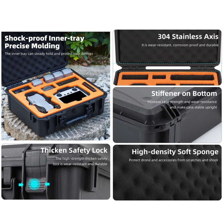 For DJI Air 3S / 3 Sunnylife Safety Carrying Case Large Capacity Waterproof Shock-proof Hard Travel Case (Black) by Sunnylife