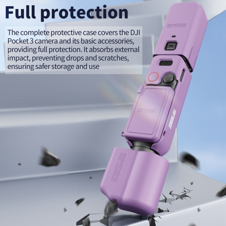 For DJI OSMO Pocket 3 STARTRC 5 in 1 Body Lens Handle Screen Silicone TPU Case (Purple) by STARTRC