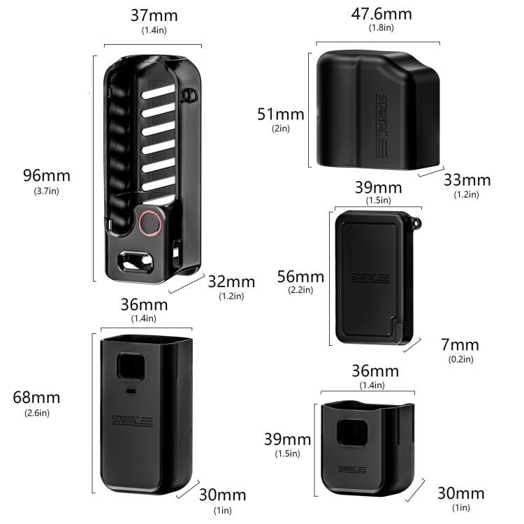 For DJI OSMO Pocket 3 STARTRC 5 in 1 Body Lens Handle Screen Silicone TPU Case (Purple) by STARTRC