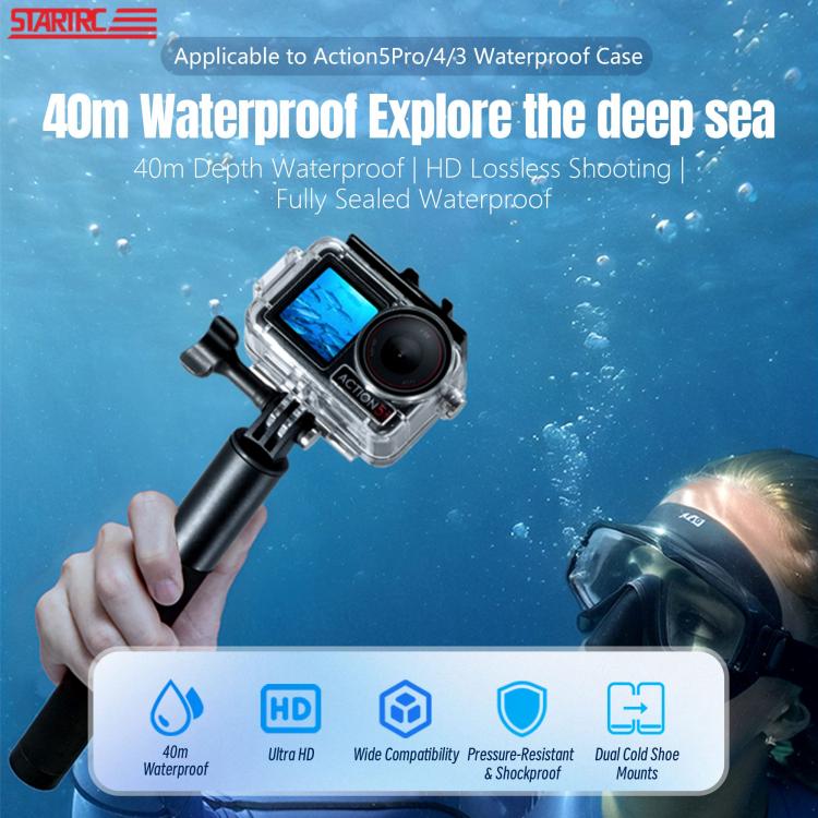 For DJI Osmo Action 5 Pro / 3 / 4 STARTRC 40m Underwater Waterproof Housing Diving Case (Transparent) by STARTRC