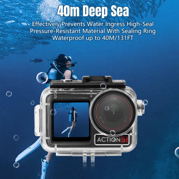 For DJI Osmo Action 5 Pro / 3 / 4 STARTRC 40m Underwater Waterproof Housing Diving Case (Transparent) by STARTRC