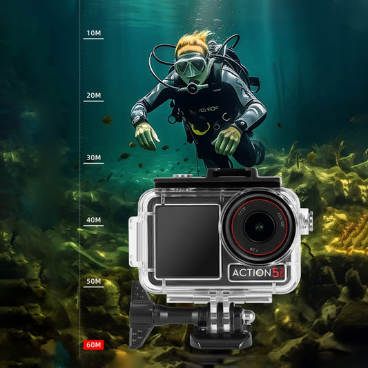 For DJI Osmo Action 5 Pro / 3 / 4 60m Underwater Waterproof Housing Diving Case (Transparent) by bashfashion