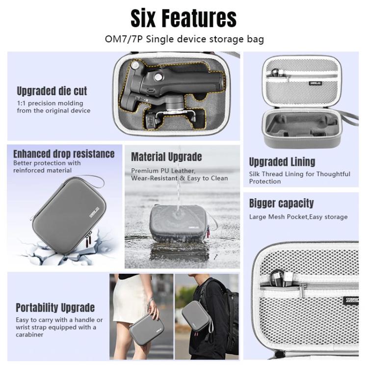 For DJI Osmo Mobile 7 / 7P / 8 STARTRC Portable Body Travel Carrying Bag (Grey) by STARTRC