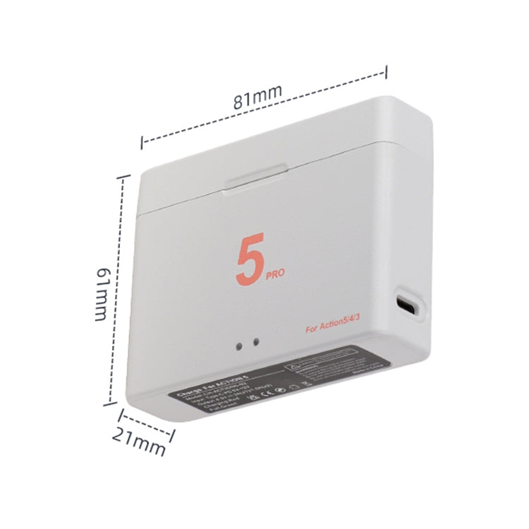 For DJI Osmo Action 5 Pro / 4 / 3 Battery Charger Box Dual-Slot Batteries Charger (White) by bashfashion