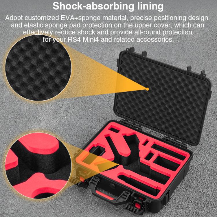 For DJI RS 4 Mini STARTRC PP Waterproof Shockproof Suitcase Portable Storage Box (Black) by STARTRC