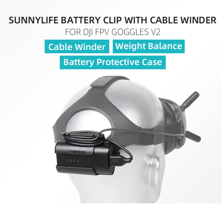 Sunnylife Battery Clip Holder Cable Management Winder Protective Case for DJI FPV Goggles V2(Black) by Sunnylife