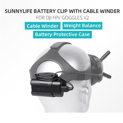 Sunnylife Battery Clip Holder Cable Management Winder Protective Case for DJI FPV Goggles V2(Black) by Sunnylife