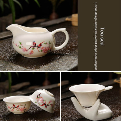Ceramics Kung Fu Teaware Teapot Teacup Set(Singing Birds and Fragrant Flowers) by bashfashion