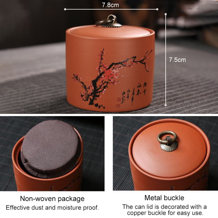 Ceramic Redware Tea Pot Storage Sealed Tea Tank(Plum) by bashfashion
