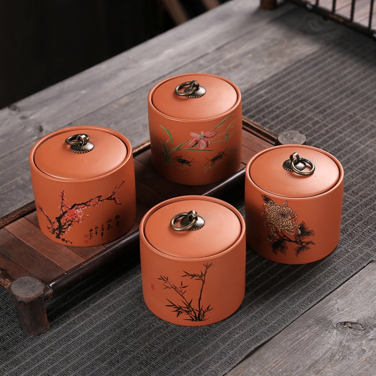 Ceramic Redware Tea Pot Storage Sealed Tea Tank(Plum) by bashfashion