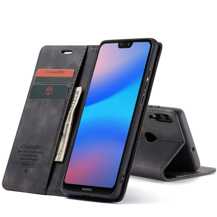 CaseMe-013 Multifunctional Horizontal Flip Leather Case with Card Slot & Holder for Huawei P20 Lite(Black) by CaseMe