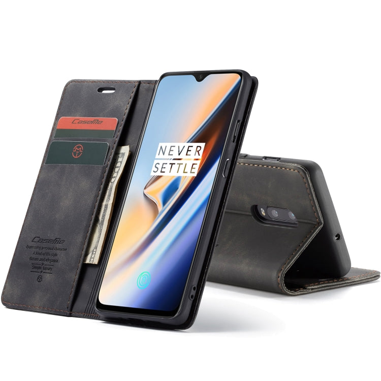 CaseMe-013 Multifunctional Horizontal Flip Leather Case with Card Slot & Holder for OnePlus 7(Black) by CaseMe