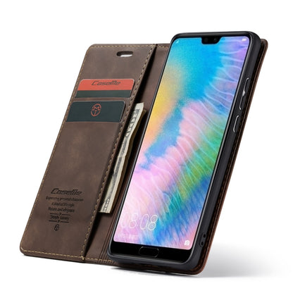 CaseMe-013 Multifunctional Horizontal Flip Leather Case with Card Slot & Holder for Huawei P20(Coffee) by CaseMe