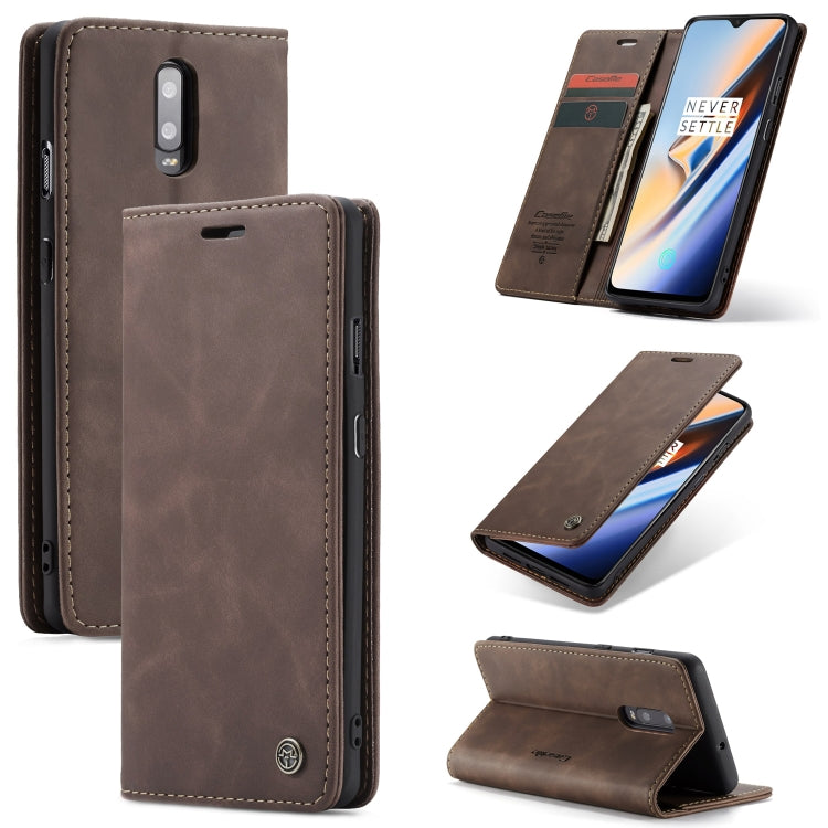 CaseMe-013 Multifunctional Horizontal Flip Leather Case with Card Slot & Holder for OnePlus 7(Coffee) by CaseMe