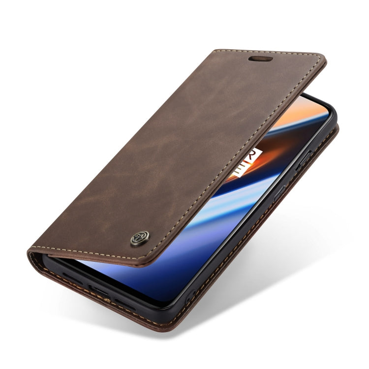 CaseMe-013 Multifunctional Horizontal Flip Leather Case with Card Slot & Holder for OnePlus 7(Coffee) by CaseMe