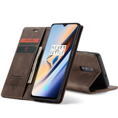 CaseMe-013 Multifunctional Horizontal Flip Leather Case with Card Slot & Holder for OnePlus 7(Coffee) by CaseMe