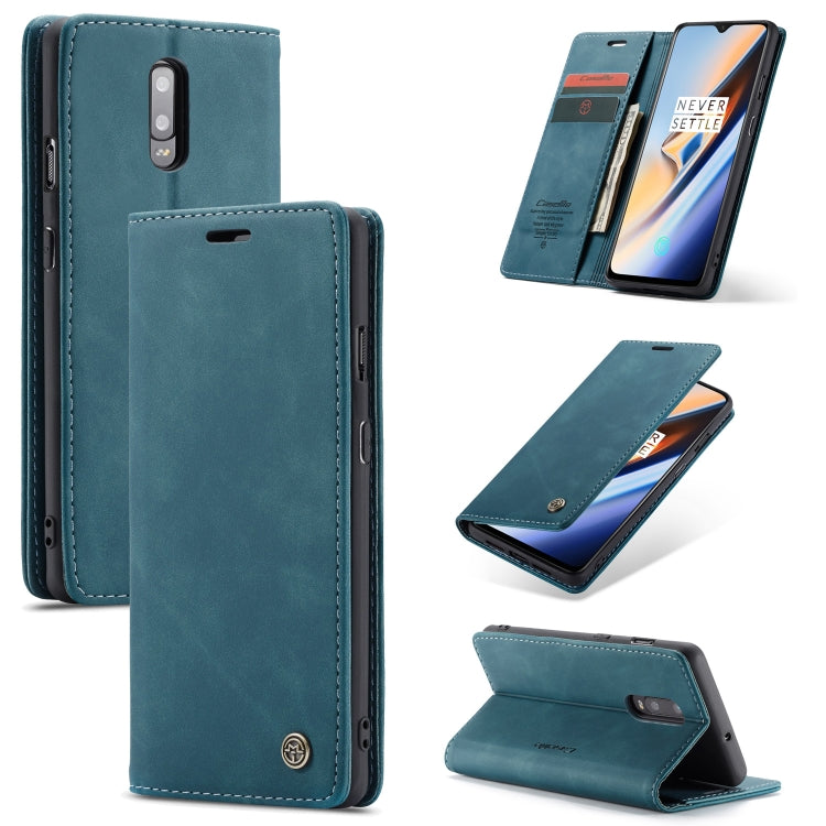 CaseMe-013 Multifunctional Horizontal Flip Leather Case with Card Slot & Holder for OnePlus 7(Blue) by CaseMe