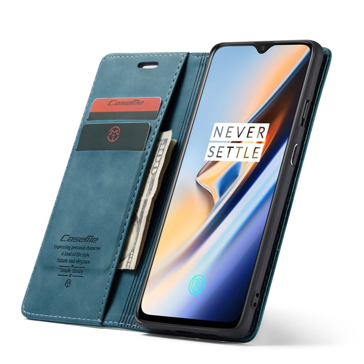 CaseMe-013 Multifunctional Horizontal Flip Leather Case with Card Slot & Holder for OnePlus 7(Blue) by CaseMe