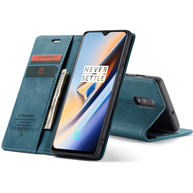 CaseMe-013 Multifunctional Horizontal Flip Leather Case with Card Slot & Holder for OnePlus 7(Blue) by CaseMe