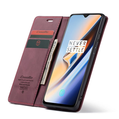 CaseMe-013 Multifunctional Horizontal Flip Leather Case with Card Slot & Holder for Oneplus 7(Wine Red) by CaseMe