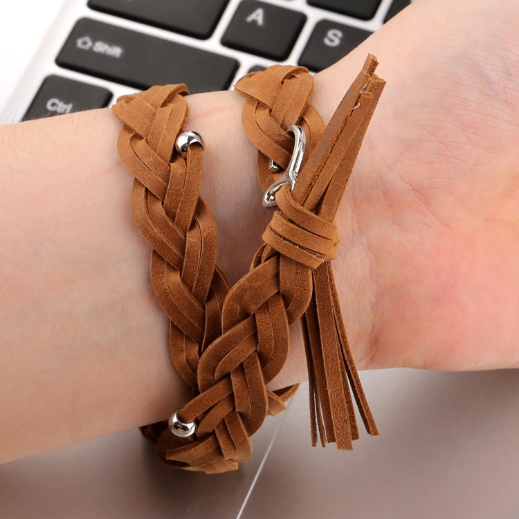 For Fitbit Charge 2 Weave Leather Watch Band(Brown) by bashfashion