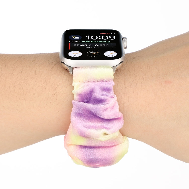 Flannel Hair Ring Strap Watch Band For Apple Watch Series 9&8&7 41mm / SE 3&SE 2&6&SE&5&4 40mm / 3&2&1 38mm(2) by bashfashion