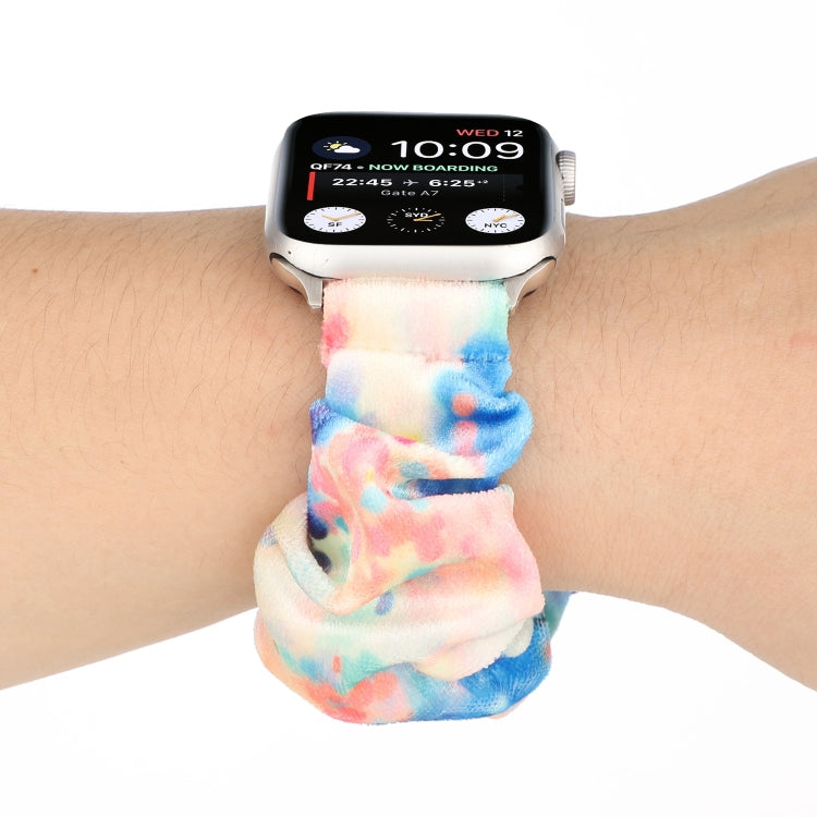 Flannel Hair Ring Strap Watch Band For Apple Watch Series 9&8&7 41mm / SE 3&SE 2&6&SE&5&4 40mm / 3&2&1 38mm(3) by bashfashion