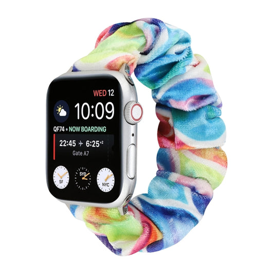 Flannel Hair Ring Strap Watch Band For Apple Watch Series 9&8&7 41mm / SE 3&SE 2&6&SE&5&4 40mm / 3&2&1 38mm(4) by bashfashion