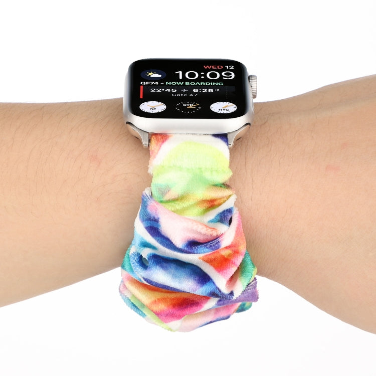 Flannel Hair Ring Strap Watch Band For Apple Watch Series 9&8&7 41mm / SE 3&SE 2&6&SE&5&4 40mm / 3&2&1 38mm(4) by bashfashion